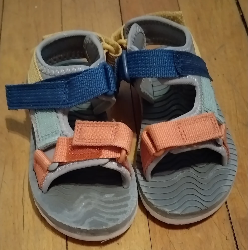 Cat & Jack Blue and Orange Sandals with Velcro Straps